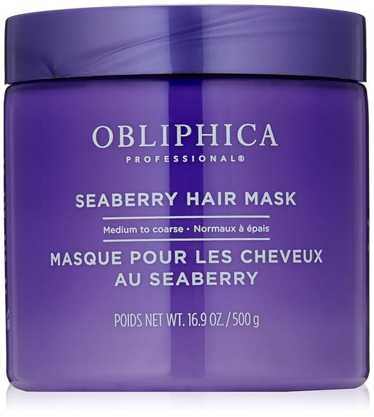 Obliphica Medium to Coarse Seaberry Mask, 1.05 Pound - Nourishing and Restorative Hair Treatment for Medium to Coarse Hair Types, Ensuring Lustrous Shine, Manageability, and Revitalization