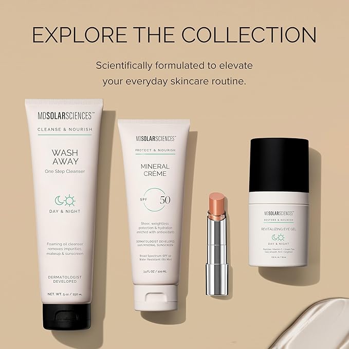 MDSolarSciences Mineral Crème Sunscreen SPF 50 | Water-Resistant, Broad Spectrum UV Protection | Zinc Oxide Formula with Antioxidants | No White Cast, Sheer Matte Finish for All Skin Types (3.4 Fl Oz)