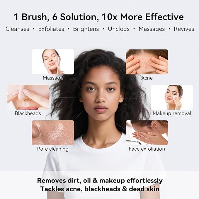 Electric Facial Cleansing Brush - Rechargeable Silicone Face Scrubber exfoliator,Face Pore Cleansing Brush,3 Speeds,Waterproof, Exfoliating & Massage,for Women & Men.for Face Skin Issues,Purple