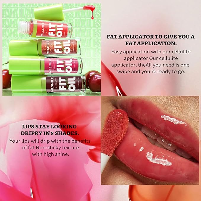4 Colors Hydrating Lip Oil,Fat Lip Oil Lip Glaze,Shiny Transparent Lip Gloss Plumping,Nourishing & Non-sticky Long Lasting Fresh Clear Smooth Lip Care,Long Lasting Lip Oil(Set B)