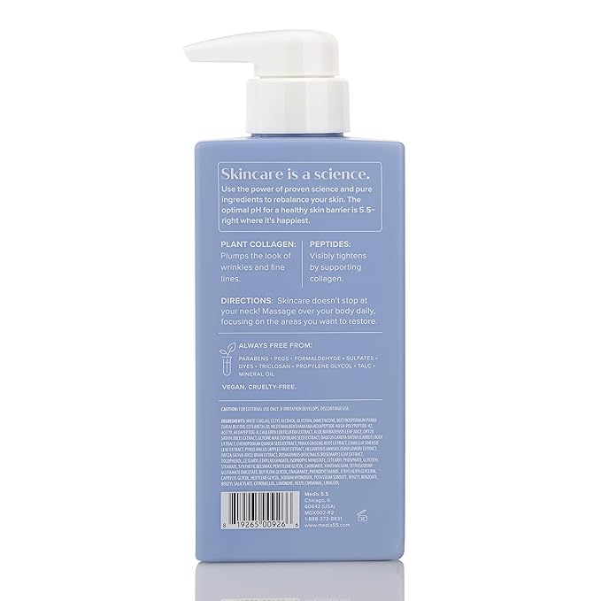 Medix 5.5 Exfoliating AHA Glycolic Acid Face & Body Scrub Cleanser + Collagen Moisturizing Body Cream Lotion Skin Care 2PC Set | Alpha Hydroxy Acid & Lactic Acid Foaming Body Wash & Face Wash, 2-PC