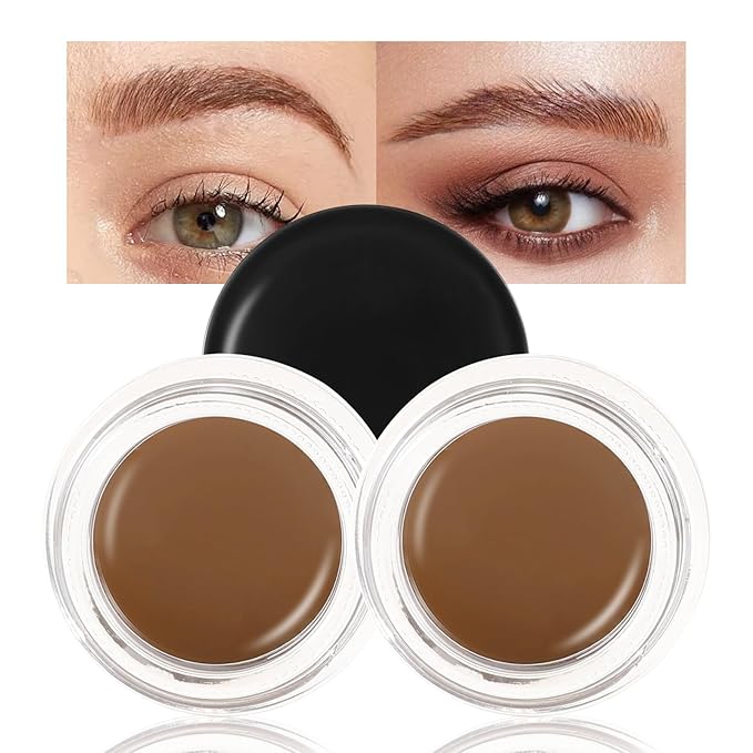 Boobeen 2 Pcs Eyebrow Pomade Cream, Waterproof Brow Pomade Gel High Pigmented Long-lasting for Natural Eyebrow Makeup, Suitable for Everyone