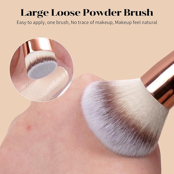 MAANGE 7pcs Makeup Brush Set Double Sided Kabuki Makeup Brushes Contour Brush for Foundation Liquid Powder Concealer Cream Cosmetics Bronzer Blending Blush Buffing Makeup Tools (Coffee)