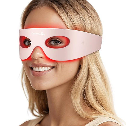 Red Light Therapy for Eyes, Wireless Under-Eye Red Light Therapy Mask with Timing Function, 3 Modes with Near-Infrared, Rechargeable Mask for Home Skincare