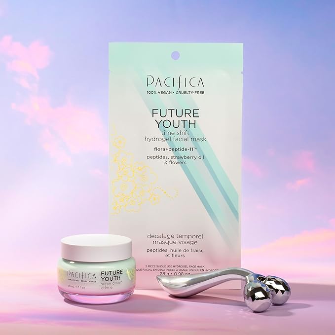 Pacifica Future Youth Stainless Steel Face Roller – Cooling Dual Gua Sha Facial Massager for Sculpting, Contouring & De-Puffing – Anti-Aging Skin Care Tool for Wrinkles & Fine Lines Lymphatic Drainage