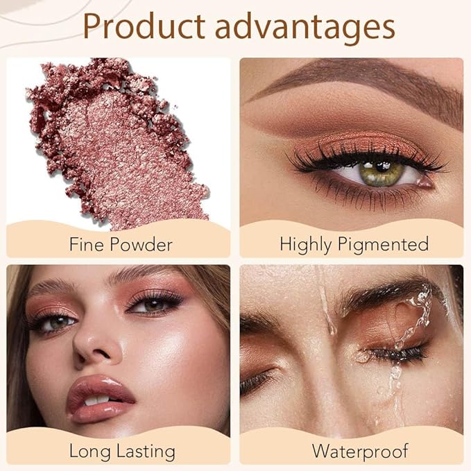 4 Colors Matte Shimmer Eyeshadow Makeup Palette,Nude Light Dark Brown Rose Gold Highly Pigmented Natural Neutral Eye Shadow Palette,Long Lasting Waterproof Naturing-Looking Women Girls Eye Shadow