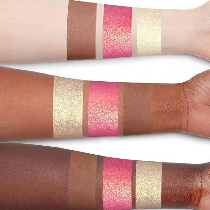 3Pcs Contour Highlighter Cream Blush Stick for Cheeks Eyes Lips Lightweight Dewy Finish Blush Stick Waterproof Long Lasting Contour Stick Trio Wand Face Makeup Set for Girls and Women (1+3+4)