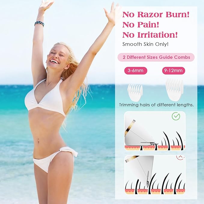 Bikini Trimmer for Women - 5 in 1 Painless Electric Razors for Ladies Pubic Facial Nose Body Leg Hair Removal, Waterproof Electric Shaver for Women Private Area Sensitive Skin,Personal Hair Trimmer