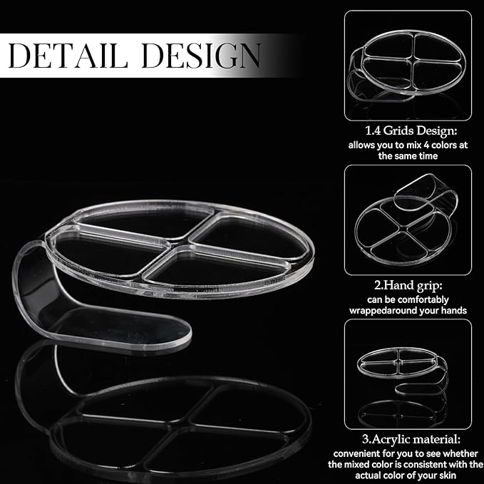 2 Pcs Makeup Hand Palette Foundation Palette Foundation Mixing Palette Hand-Held Nail Art Manicure Palette Clear Makeup Palette for Mixing Foundation Eye Shadow Nail Art