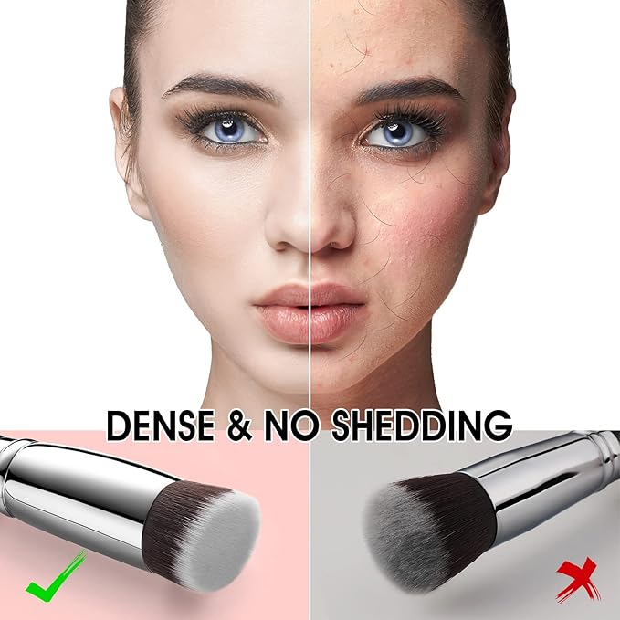 Flat Top Kabuki Foundation Brush, EIGSHOW Premium Makeup Brush for Liquid, Cream, and Powder - Blending, Buffing, Stippling, Flawless Application (F624)