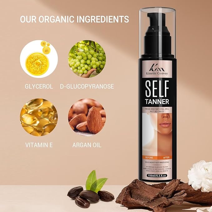 Self Tanner Tanning Lotion-Nice smell,Natural & Organic Ingredients Clear Self Tan - Sunless Tanning Lotion Best Sellers for Face,Body,and Legs. Moisturizer for Fair to Medium Skin