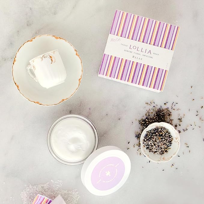 LOLLIA Relax Body Butter, 5.5 oz. - Lavender & Honey Fragrance - Shea Butter & Cocoa Butter, Body Lotion for Women, Hydrating & Smooth Body Moisturizer