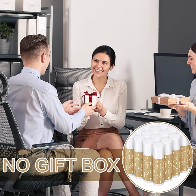 Demissle Thank You Gifts for Coworker Lip Balm Bulk Set Inspirational Appreciation Gifts Leaving Farewell Gifts Vanilla Ingredients Lips Care Products for Friends Teacher Worker Employee (48 Pcs)