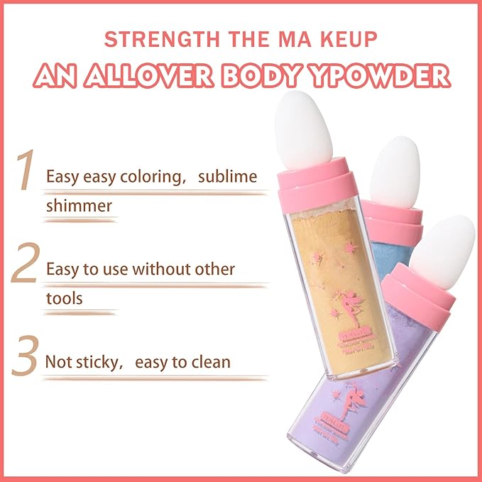 3PCS Polvo De Hadas Highlighter Glitter Stick Body