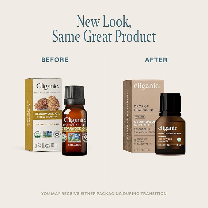 Cliganic Organic Cedarwood Essential Oil - 100% Pure Natural Undiluted, for Aromatherapy Diffuser | Non-GMO Verified (Packaging May Vary)