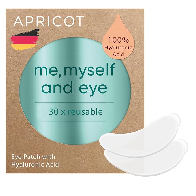 APRICOT Eye Patches with Hyaluronic Acid (pack of 1) I Anti-Aging Eye Pads "Me,Myself and Eye" I Reduces eye wrinkles I Reusable eye patches I Silicone pads against wrinkles I Made in Germany