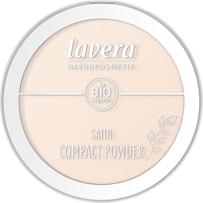 lavera Satin Compact Powder -Light 01- nude - almond oil & rice powder - Vegan - matting - long-lasting - Velvety texture 0.32 Fl Oz