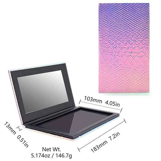 Makeup Palette With Mirror, Empty Eyeshadow Makeup Box Cosmetics Palette Fish Scale DIY Storage Tray Box Holder