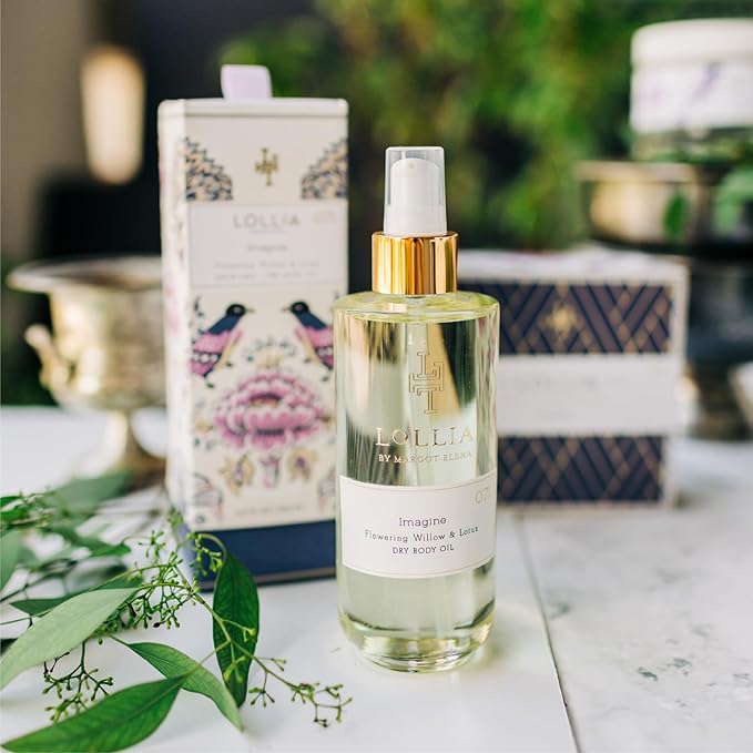 LOLLIA Imagine Dry Body Oil, 6.8 Fl. Oz. – Flowering Willow & Lotus – Women’s, Scented, Moisturizing, Dry Body Oil for Women, For All Skin Types