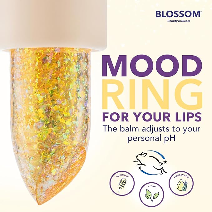 Blossom pH Adjusting Shimmering Lip Balm Moisturizing Glitter Sparkle Lip Balm, 0.12oz./3.5g, Citrine