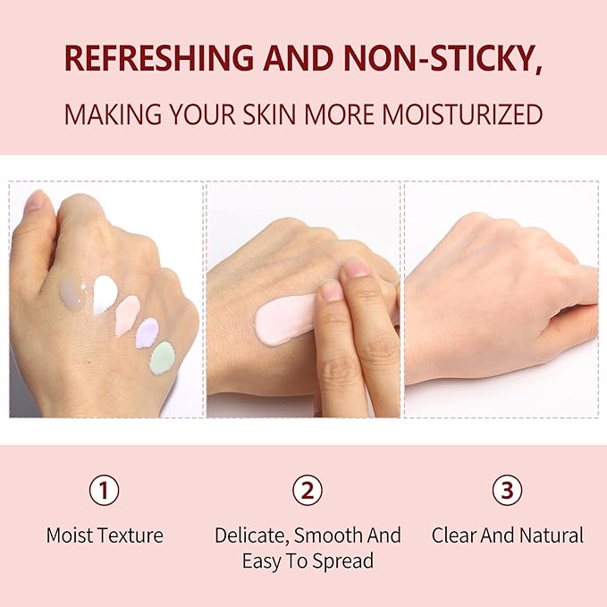 UCANBE 5-Color Skin Tone Adjusting Primer Set: Smooth, lightweight face primer - a long-lasting base for face makeup, suitable for all skin types