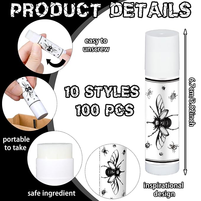 Dunzy 100 Pack Hello Fall Thanksgiving Party Gifts Bulk Lip Balms Favors Employee Appreciation Gifts Thank You Gifts Team Inspirational Gifts for Women Men Coworkers Satff Teachers(Bat)