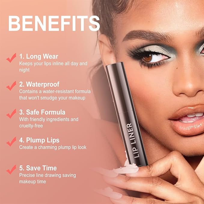 OETUIOW Lip Stain, Lip Liner, Waterproof Moisturizing Long-Lasting, Non-Stick Cup for Women All Skin Types, Cocoa Color