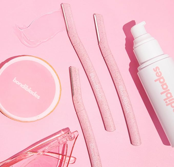 Starter Kit - 3 Pack Dermaplaning Razors & Aloe Vera Shave Gel - Dermaplane Razor - Eyebrow Razor - Dermaplaning tool for Face - Facial Razor for Women - Peach Face Remover