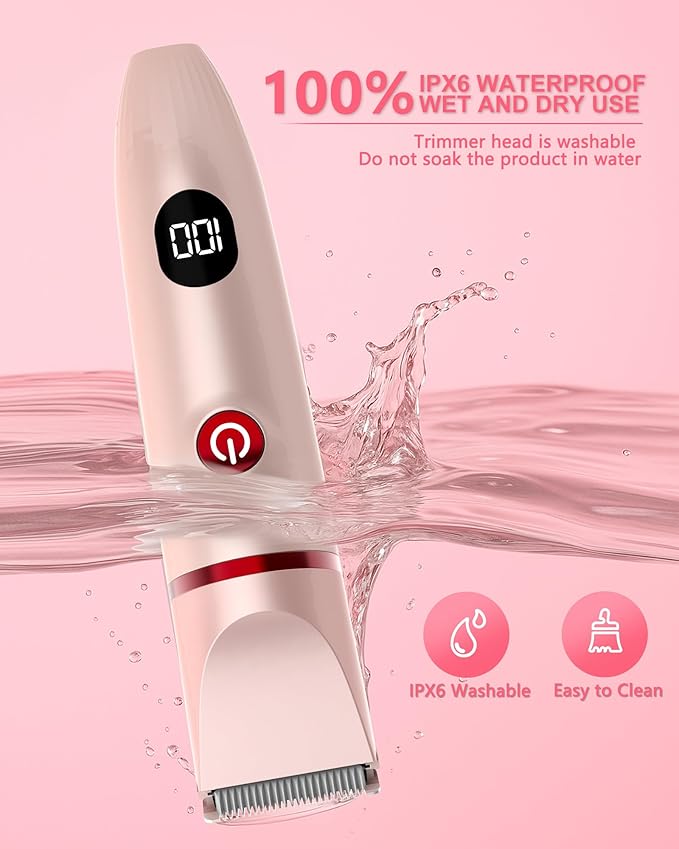 Bikini Trimmer for Women, Electric Razor for Pubic Hair 3-in-1, Bikini Shaver for Legs Body Hair, Womens Electric Razor IPX6 Waterproof, Gifts for Women,Pink