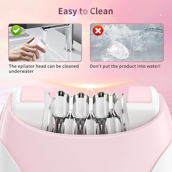 Smooth Glide Epilators Hair Removal for Women, 2 Speed Hair Removal Device with LED Light, Portable Rechargeable Face Epilator, Epilator for Women Face, Bikini, Arm, Legs, Armpits