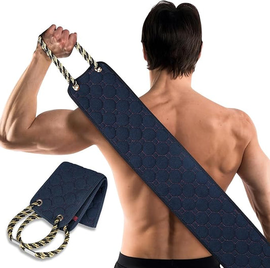 Exfoliating back scrubber with handles,