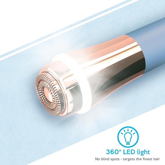 Portable Flawless Facial Hair Remover for Women – Painless, Fast & Precise Flawless Electric Razor & Epilator for Face, Lips, Chin Hair Removal – 18K Gold-Plated, 360° LED Light