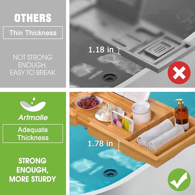 Artmalle bathtub caddy tray for