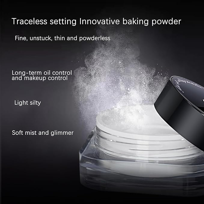 BLUE LOVE Setting Powder Makeup for Oily Skin, Oil Control Smooth Face Makeup Powder Foundation, Waterproof Setting Powder Compact, Oil Control Face Pressed Loose Powder(Transparent)