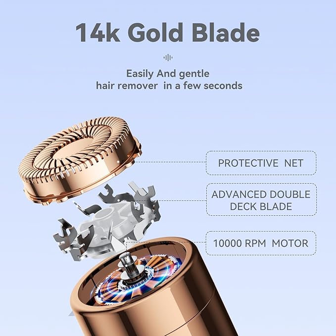 Facial Hair Remover for Women,Painless Hair Shaver Rechargeable with LED Light, Flawless Lady Face Electric Razor,The Great Female Mustache Removal (Rose Pink)