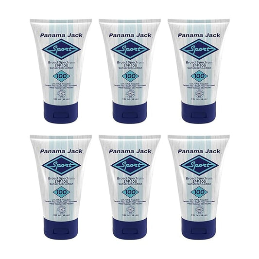 Panama Jack Sport Sunscreen Lotion - SPF 100, Broad Spectrum UVA/UVB Protection, Non-Greasy, PABA, Paraben, Gluten & Cruelty Free, 3 FL OZ (Pack of 6)