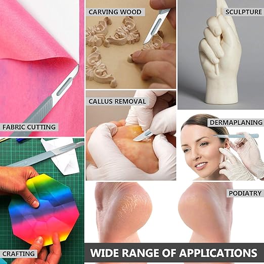 Disposable #15 Scalpel Blades, Sterile Pack of 20 Dermaplaning Blades with Plastic Scalpel Handle, Surgical Knife Scalpel for School Science, High Carbon Steel Dermablade Surgical Blades