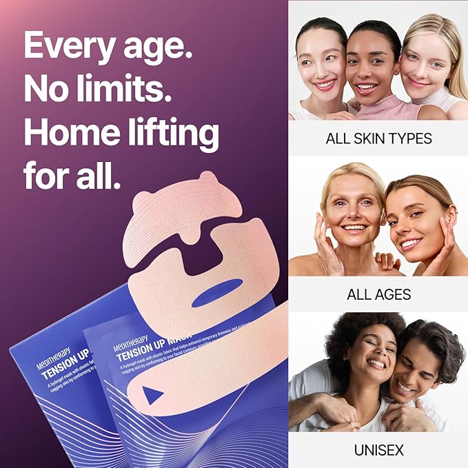 MEDITHERAPY Tension Up Mask 5EA - Korean Collagen Face V Line Lifting Mask - Hydrating Firming & Skin Tightening for Sharp & Sculpted Contour - Matrixyl & Peptide Gel Facial Mask for Youthful Radiance
