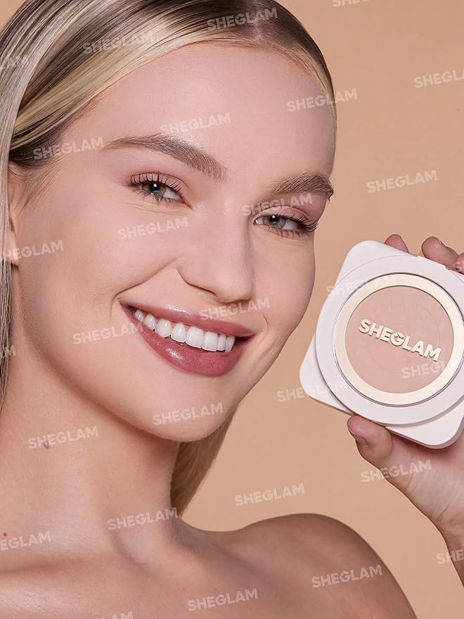 SHEGLAM SKin-Focus Full Coverage Powder Foundation Oil-Control Lightweight Face Pressed Powder Makeup-Mocha
