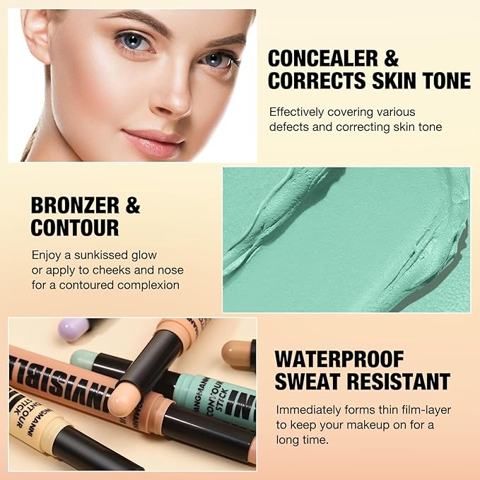 Contour Stick Corrects Skin Tone Bronzer Waterproof Sweat Concealer Light