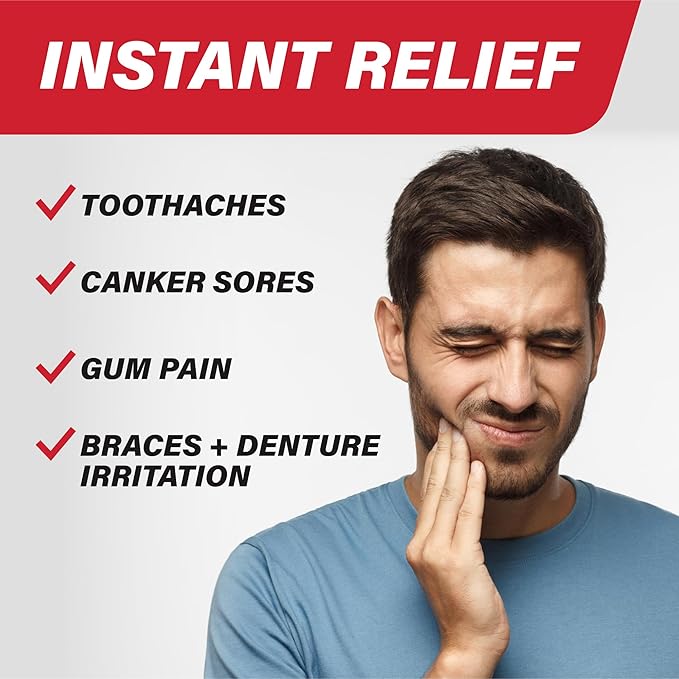 Orajel Rescue Relief Pen with Menthol Cooling Gel for Instant Pain Relief of Tooth & Gum, Canker Sores, Braces and Denture Irritation, Touch-Free Silicone Applicator, 0.07 oz
