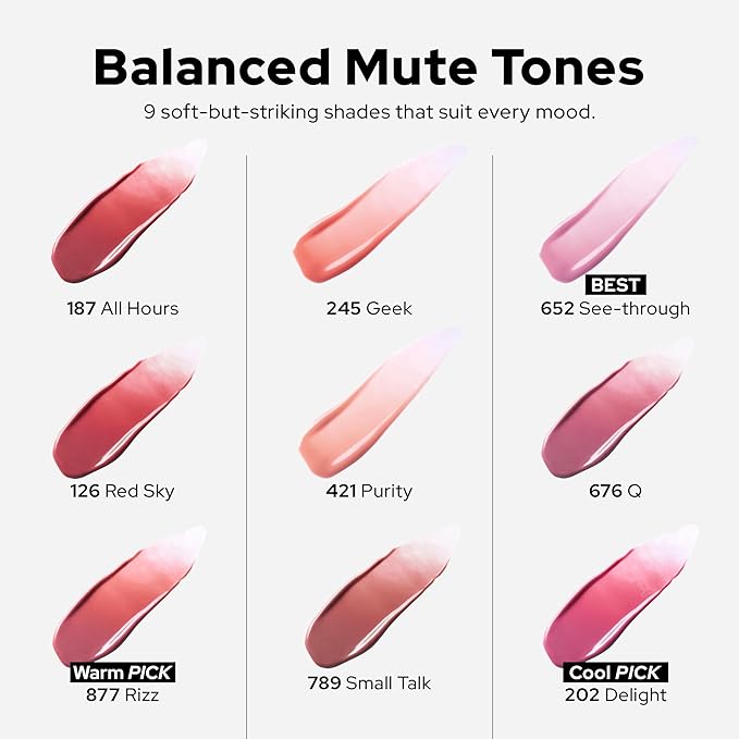 Unseen Balloon Tint, 9 Colors Set for All Skin Types. Buildable Color, Long Lasting Glossy Lip Stains, Lightweight Lip Gloss Make up (789 Small talk, 0.11 Ounce (Pack of 1))