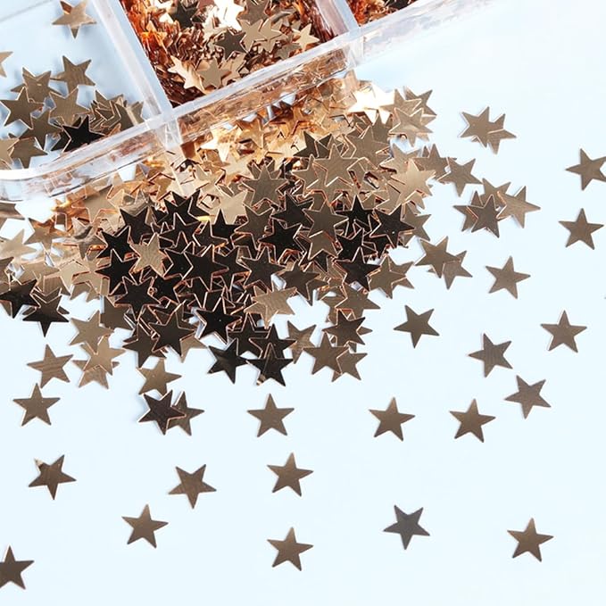 12 Grid July 4th Nail Art Glitter Sequins Independence Day Star Nail Decal Gold Glitter Flakes for Women