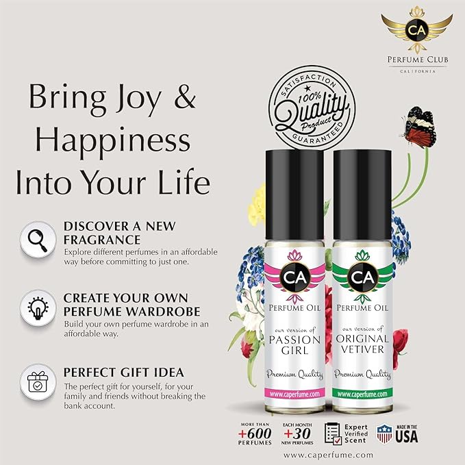 CA Perfume Impression of Aventura For Men Replica Fragrance Body Oil Dupes Alcohol-Free Essential Aromatherapy Sample Travel Size Concentrated Long Lasting Attar Roll-On 0.3 Fl Oz-X3