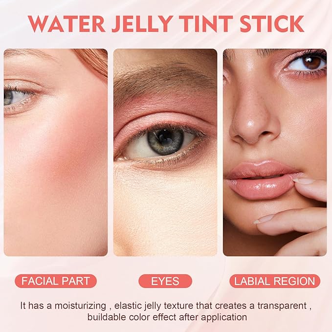 2 PCS Milk Cooling Water Jelly Tint, Water Jelly Tint Stick, Milk Jelly Blush, Milk Jelly Tint Jelly Blush Stick, Sheer Lip & Cheek Stain - Buildable Watercolor Finish - Vegan, Cruelty Free