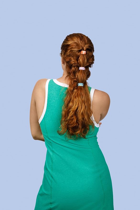 Goody X Sophia Yeshi Ouchless Hair Ties, Seamless Elastic Bands, Secure & Damage Free Hold, No Snag or Pull, Gentle Styling Accessories for Women & Men, All Hair Types, Bold Prints & Colors - 15 Ct