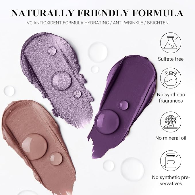 3PCS Cream Eyeshadow Stick Set,Pro Longwear Purple Eye Shadow Sticks Pencil Crayon-Grape Glam