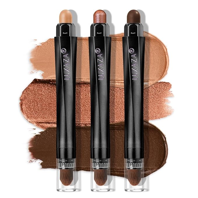 Classic 3PCS Neutral Eyeshadow Stick Makeup Set, Metallic Shimmer Matte Cream Eye Shadow Eyeliner Brightener Pencil Crayon - J2