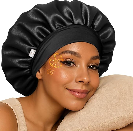 YANIBEST Silk Bonnet for Sleeping Women, Double Layer Hair Satin Bonnets with Elastic Band, Sleep Cap Curly Natural Hair