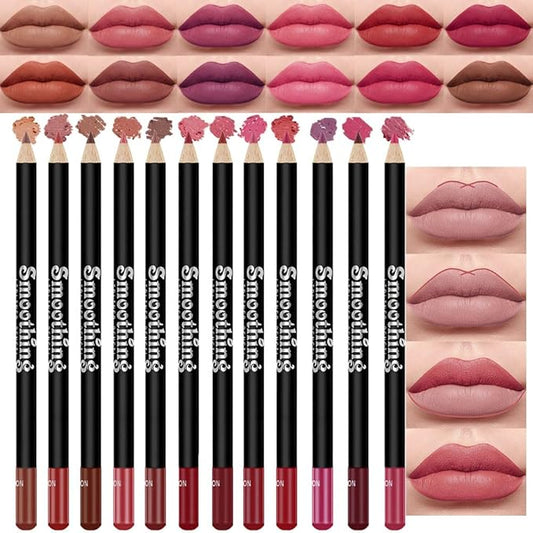 12 Pcs Natural Nude Brown Beige Colors Lip Beige